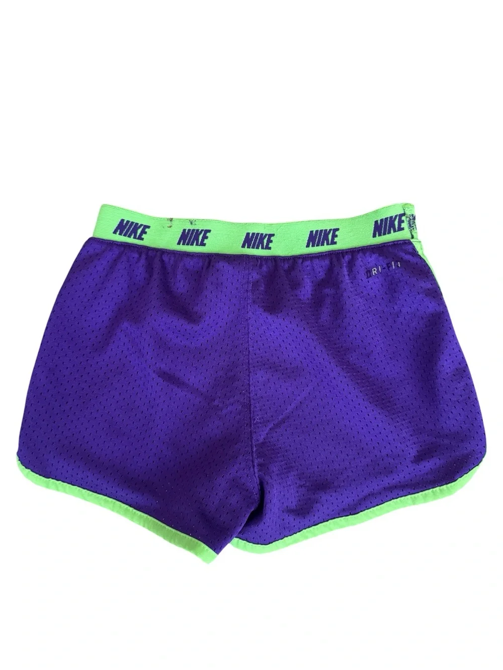 Nike Purple and Neon Green Girls' Athletic Shorts